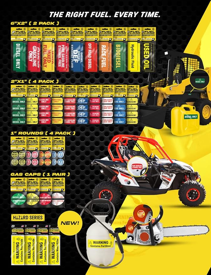 Premium Fuel Only Sticker, 91 Octane Sticker for ATVs, Sports and Race Cars - Weather Proof, Extreme Stick, Commercial Grade Fuel Labels by Fuel Stickers - USA Made (2x1 inch), 4 Labels