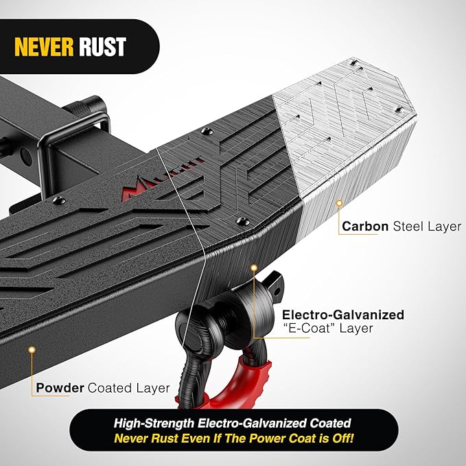 Nilight Hitch Step 2 Inch Receiver Universal Trailer Hitch Step Armor with Anti-Theft D-Ring Shackle Hitch Lock Stabilizer Anti-Slip Design Rear Bumper Guard for Pickups Trucks Vans SUVs ATVs