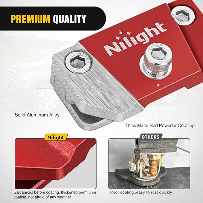 Nilight LED Light Bar Mounting Bracket 2PCS Universal Adjustable Pillar Hood Fog Pods Work Lamp No Drilling Aluminum Mount Clamp Holder for Truck SUV Pickup Van 4x4 Off-Road, Red