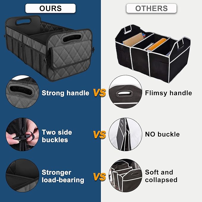 Deosk Trunk Organziers and Storage with 6 Big Pocket,Car Accessories for Women/Men 50L Waterproof Polyester Trunk Organzier for Car/SUV/Minivan/Truck(Medium,Charcoal)