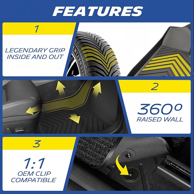 Michelin Vehicle Mats, Premier Series All-Weather TPE Custom Fit Liner for Toyota RAV4 Gas 2019-2025 Floor Mats (4 Piece)