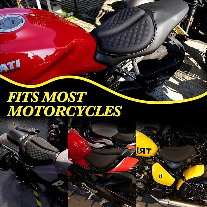 Foldable Motorcycle Gel Seat Cushion with Sunshade Cover – 3D Dome-Shaped High Elasticity Shock Absorption Seat Pad, Comfort & Butt Protection for Long Rides, Stay Cool & Comfortable