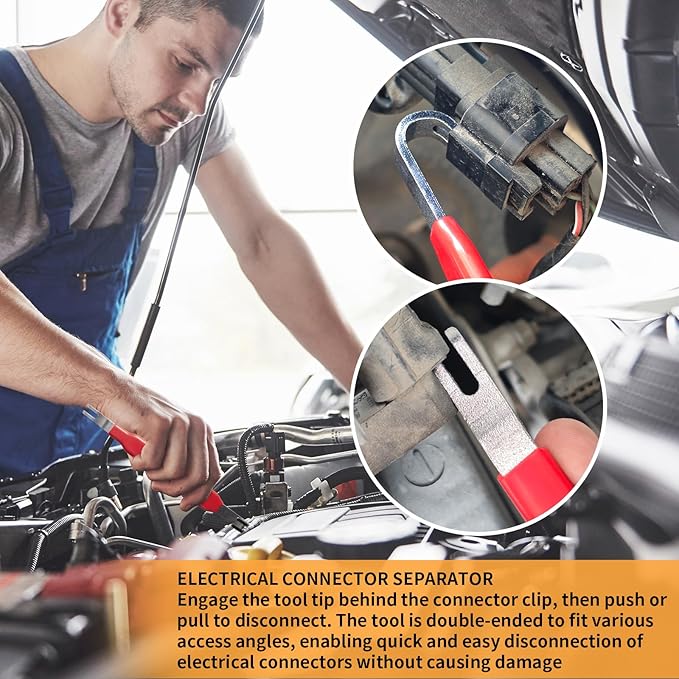 10 Pieces Electrical Disconnect Pliers for Cars, Automotive Electrical Plug Connector Disconnect Tool and Connector Separator and Hose Clamp Pliers, Fuel Line Tool and Auto Trim Removal Tool Set