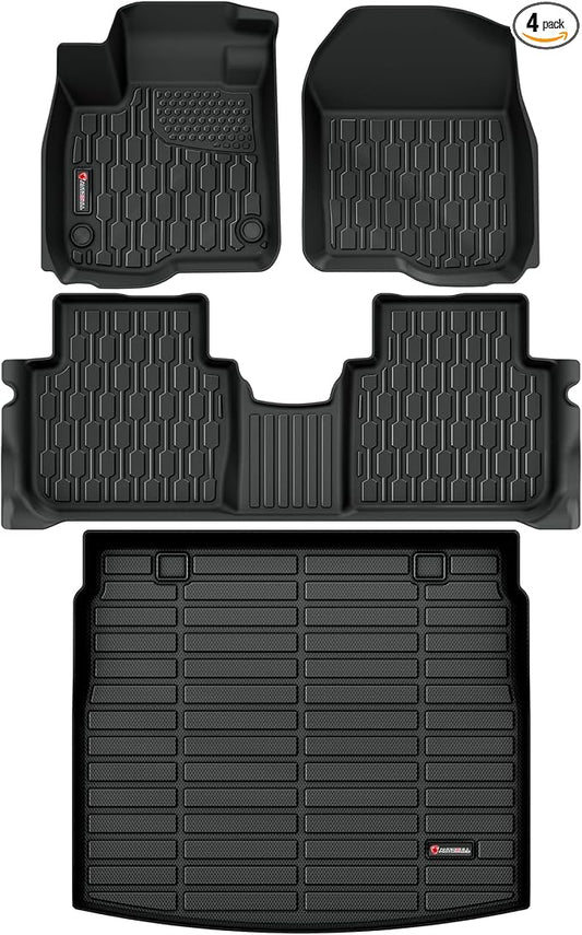 Floor Mats & Cargo Liner Compatible with Honda CR-V 2023 2024 2025 2026 (Include Hybrid), Full Set All Weather Protection 1st, 2nd Row Car Liners & Trunk Mat, Black
