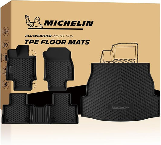 Michelin Vehicle Mats, Premier Series All-Weather TPE Custom Fit Liner for Toyota RAV4 Gas 2019-2025 Floor Mats (4 Piece)