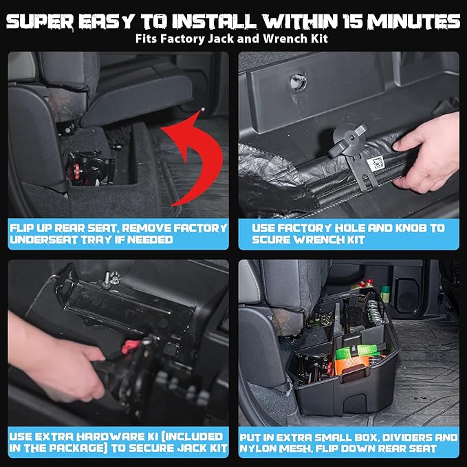 WHALEMOTOR Underseat Storage Compatible with 2020-2026 Chevy Silverado/GMC Sierra 1500(Inclu. 2019 New Gen)&2500 3500 HD Crew&Double Cab, Upgraded Rear Under Seat Organizer Cargo Box