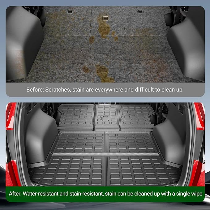 xipoqix Cargo Mat Backrest Mat Compatible with 2022-2026 Tucson Cargo Liner Back Seat Protector Replacement for 2022-2025 2026 Tucson Accessories (Trunk Mat with Backrest Mat)
