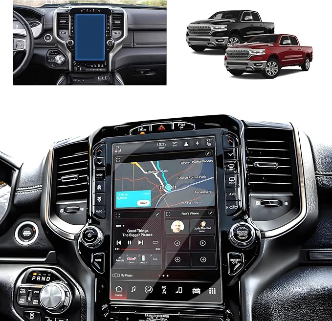 Ram Screen Protector 12 Inch for 2019-2026 Dodge Ram 1500 2500 3500 Uconnect Pickup Truck 12 In Ram Truck Accessories Anti-Reflective Bubble Free Soft Nano Protective Film 2PCS