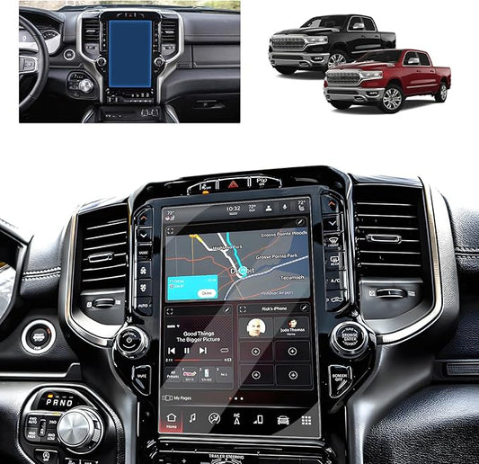 Ram Screen Protector 12 Inch for 2019-2026 Dodge Ram 1500 2500 3500 Uconnect Pickup Truck 12 In Ram Truck Accessories Anti-Reflective Bubble Free Soft Nano Protective Film 2PCS