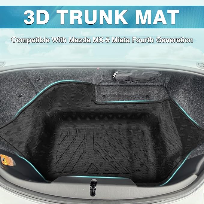 Mixsuper Cargo Liner for Mazda MX-5 MX5 Miata 2016-2025, Trunk Mat for MX5 Miata Accessories Cargo Mat Rear Trunk Liner Black