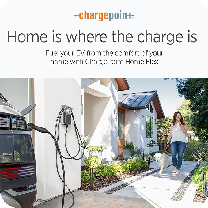 ChargePoint HomeFlex Level 2 EV Charger J1772 - Fast Smart Battery Power Charging at Home for Electric Automobile Vehicles- Hardwired for Electric Car