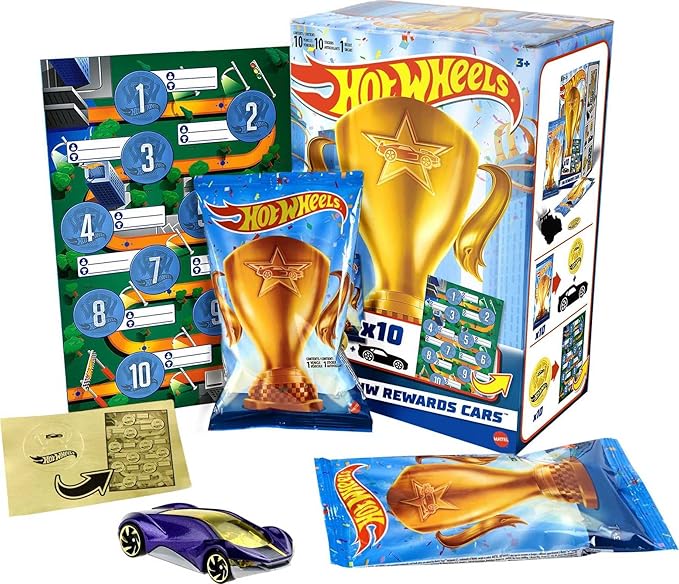 Hot Wheels Toy Car, HW Rewards Individually Wrapped 1:64 Scale Vehicle with Gold Sticker (Styles May Vary)