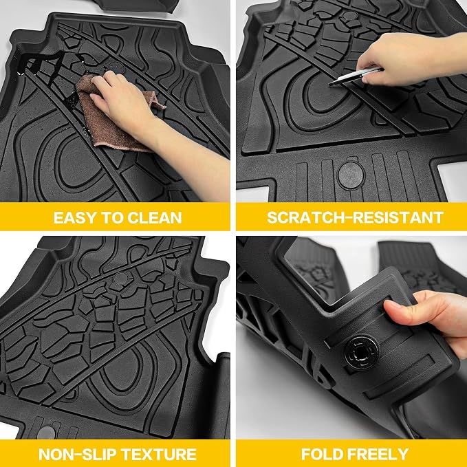 Cargo Mats for 2018-2025 Jeep Wrangler JL 4X4 Floor Liners with Trunk Mat All Weather TPE Protector Rear Floor Trunk Liners for 18-25 Wrangler JL 4X4 4 Door Accessories
