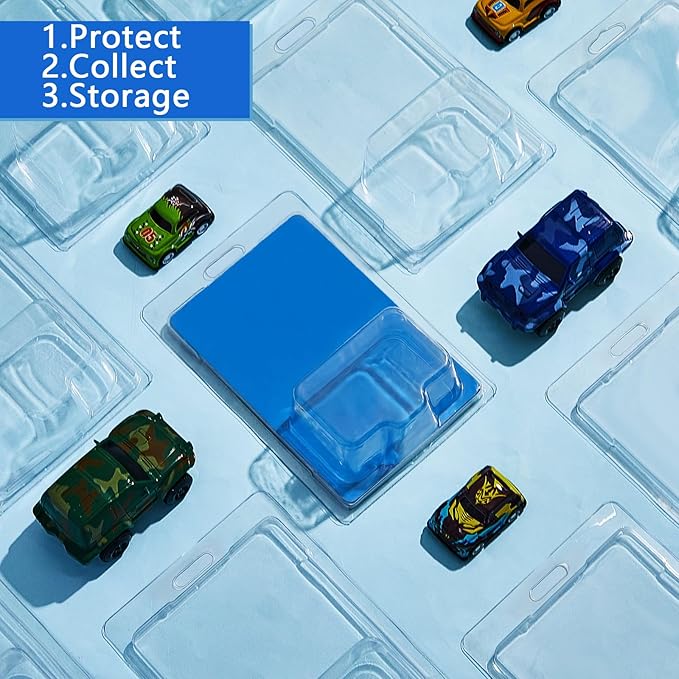 Wesiti 120 Pcs Protector Case Compatible with Hot Wheels Plastic Model Car Clamshell Cases Display Clear Protective Car Blister Pack Covers for Storage, 7.5 x 5 x 2 Inch
