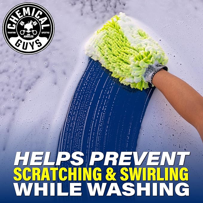 Chemical Guys Chenille Premium Scratch-Free Microfiber Wash Mitt for Car Washing,Lime Green,Ultra-Soft Car Wash Gloves,Swirl-Free Finish,Safe for Trucks,SUVs,Motorcycles,and More,(Pack of 24)