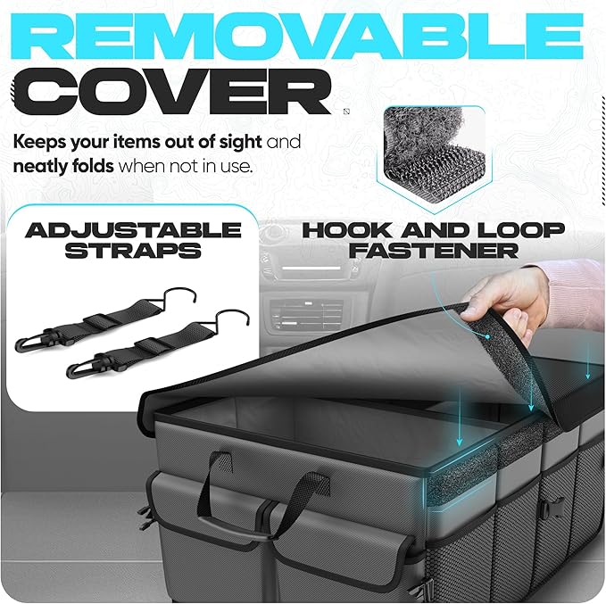 FORTEM Trunk Organizer For SUV Car Trunk Organizer, Foldable Storage, Car Accessories for Women Men, Collapsible Bag, 600D Oxford, Non Slip Bottom, Straps, Soft Cover (65L)
