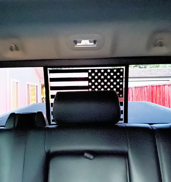Xinghe for Dodge Ram 2009 to 2024, American Flag Decals Stickers for Truck Back Middle Window, Matte Black USA Flag Decal