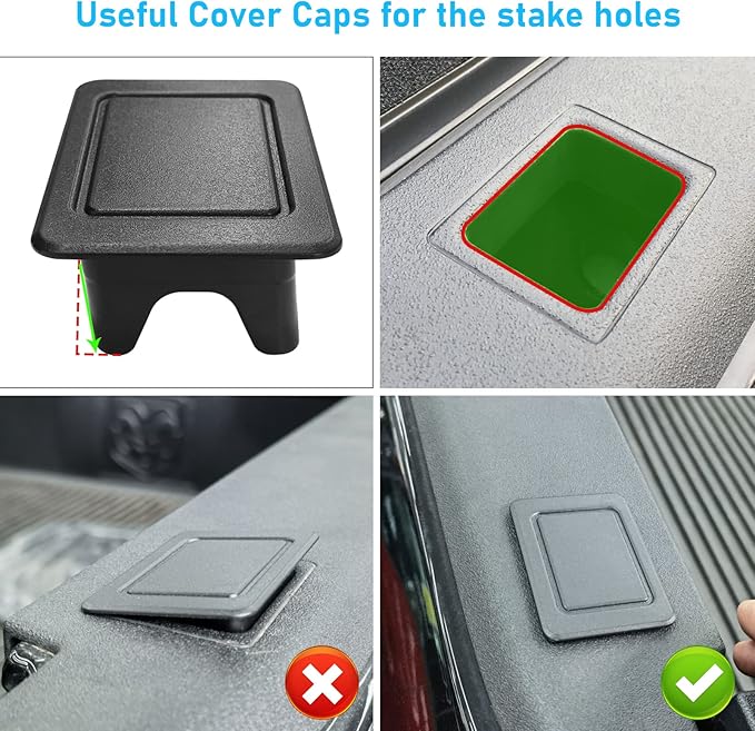 Moonlinks Bed Rail Stake Pocket Covers Compatible with Dodge Ram 1500 2500 3500 2009-2018,Rear Truck Tonneau Covers Stake Holes Caps Plugs (2 PCS)