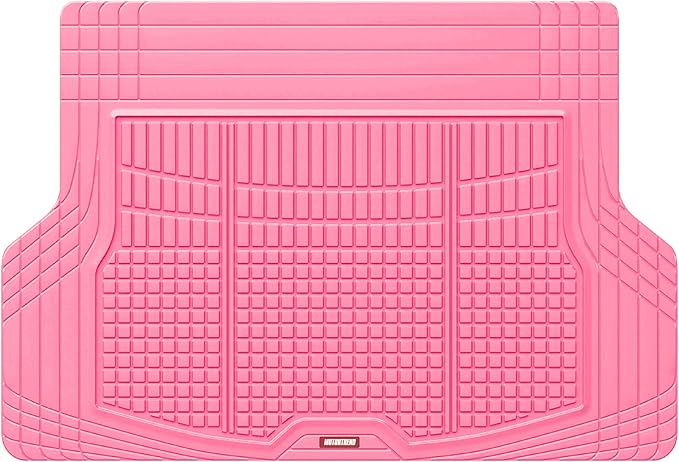 MotorTrend FlexTough Rear Cargo Mat – Heavy-Duty Trimmable Rubber Trunk Mat, Universal All-Weather Cargo Liner for Cars, SUVs & Trucks, Flexible Non-Slip Automotive Floor (Pink)