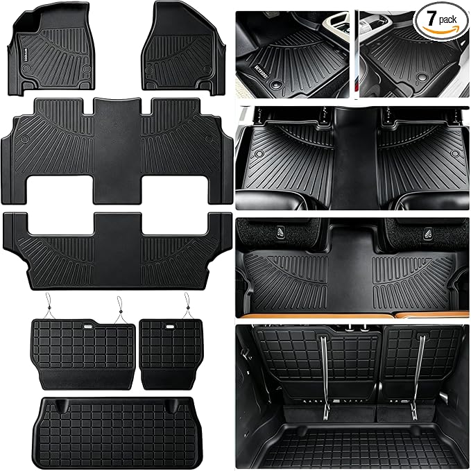 Floor Mats for 2017-2025 2026 Chrysler Pacifica(Hybrid Models), Fit 7 and 8 Passenger Model with Cargo Liners,TPE All Weather Protection Car Full Set Mats,for Pacifica 2017-2026 car Accessories