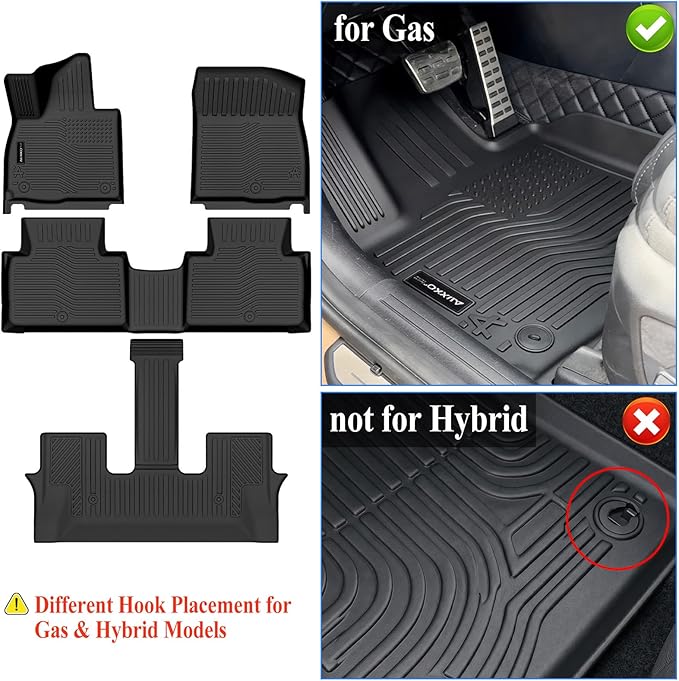 Auxko All Weather Floor Mats Cargo Mat with Backrest Mat for Kia Telluride 2027 (Gasoline Not for Hybrid) 7&8 Seater TPE Accessories Odorless Floor Liner Trunk Liner with Back Seat Protector