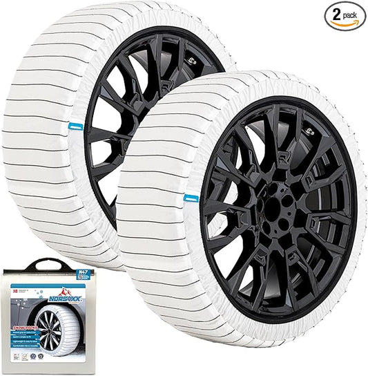 Passenger Vehicle Snow Socks for Tires, N47 - Car Sock Tire Traction Device for Snow, Ultimate Chain Alternative for Cars, SUVs, Pickups & Light Commercial Vehicles, Pack of 2
