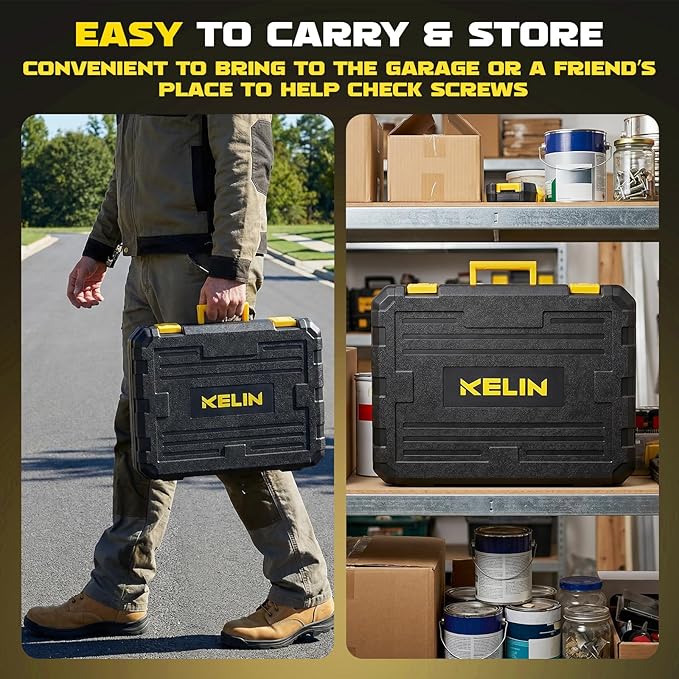 KELIN 155-Piece Household Hand Tool Set with Toolbox, Portable Home Repair Tool Kit for Garage, Car, DIY – Includes Ratcheting Screwdriver, Sockets, Pliers, Hammer, Level, Tape Measure & More