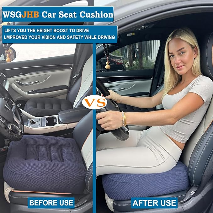 WSGJHB Large Seat Cushion, Extra Thick Booster Seat Cushions for Office Chairs Long Sitting Office Workers, Car Drivers, Relieves Back Pain, Breathable, Anti-Slip, 18x18x4.7 inchs, Blue