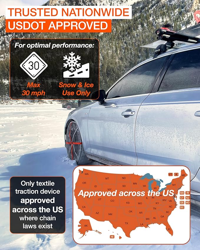 AutoSock Passenger Vehicle Snow Socks for Tires, HP870 - Car Sock Tire Traction Device for Snow, Ultimate Chain Alternative for Cars, SUVs & Pickup Trucks, Pack of 2