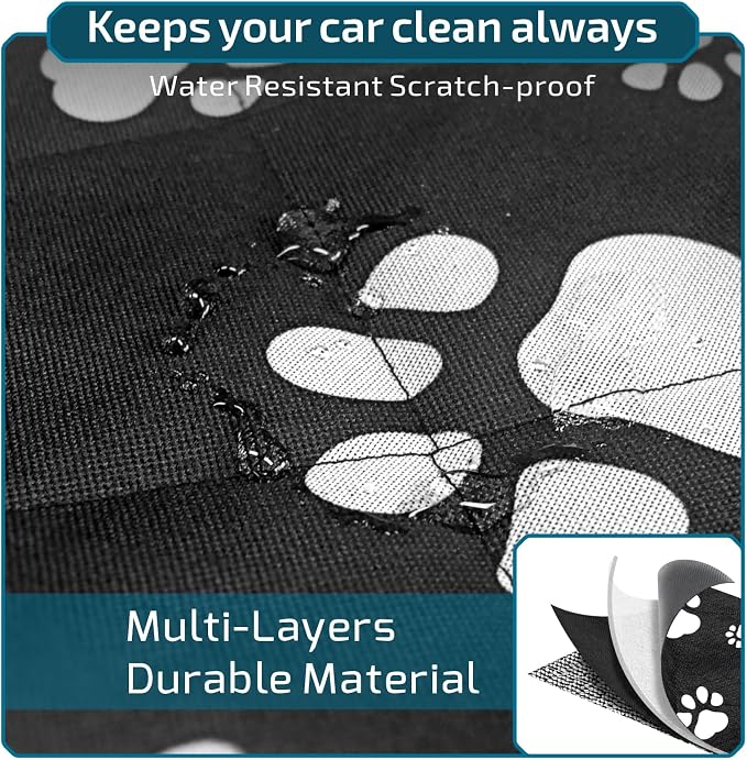 Veckle SUV Cargo Liner for Dogs with Side Flaps, Large (54" x 93") Water Resistant Trunk Cover, Non-Slip Pet Area Protector with Bumper Flap, Universal Fit for SUVs Sedans Vans, Paw Print