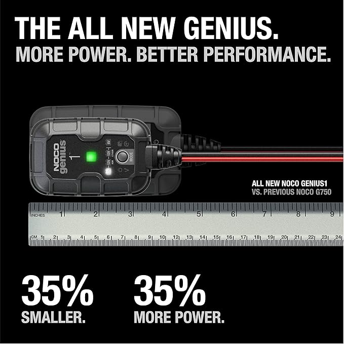 NOCO GENIUS1: 1A 6V/12V Smart Battery Charger – Automatic Maintainer, Trickle Charger & Desulfator with Overcharge Protection & Temperature Compensation – for Lead-Acid & Lithium Batteries