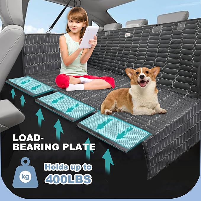 Reliadura Back Seat Extender for Dogs Truck, Large Hard Bottom Car Seat Cover for Dogs, Waterproof Dog Hammock for Full Size Truck for Ford F-Series/RAM 1500/Silverado/Sierra