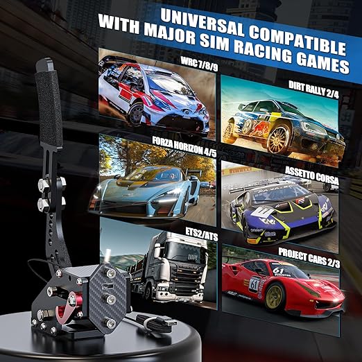 aikeec USB Handbrake Clamp for PC Sim Racing Games G25 G27 G29 T500 FANATECOSW DIRT RALLY Windows (Black, XBOX)