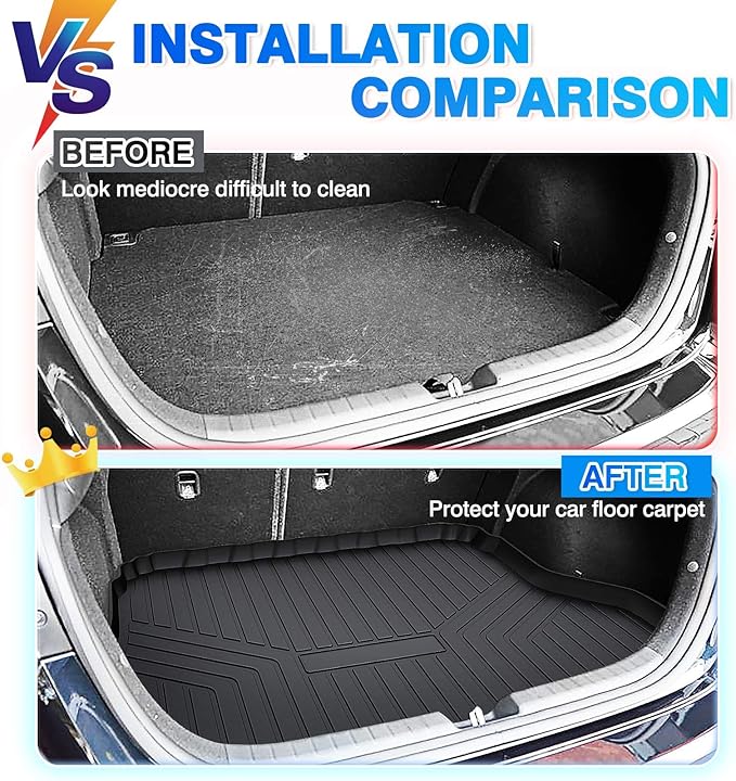 Cartist Cargo Liner Custom Fit for Kia Forte 2019-2024 Accessories All Weather Trunk Mat for Forte Cargo Mat Heavy Duty TPE Anti-Slip High Side