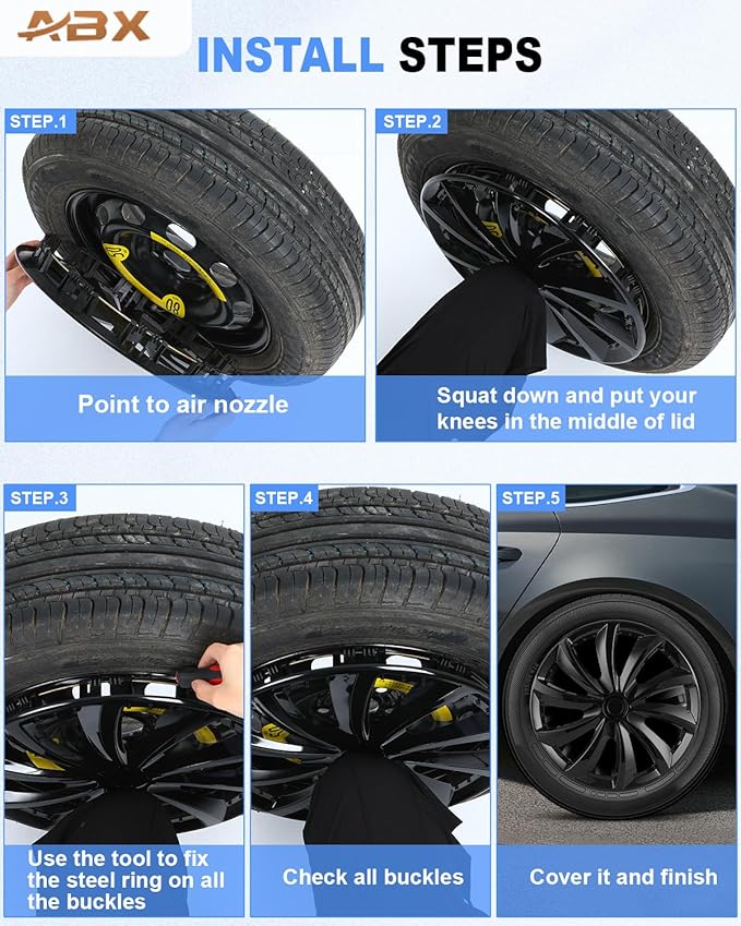 ABX Hubcap Wheel Covers Hub Caps 16 Inch Set of 4 Black & Silver Universal Wheel Rim Cover R16 Stylish Car Decor Wheel Covers for Toyota Camry Nissan Mazda (black-11, 16 inch)