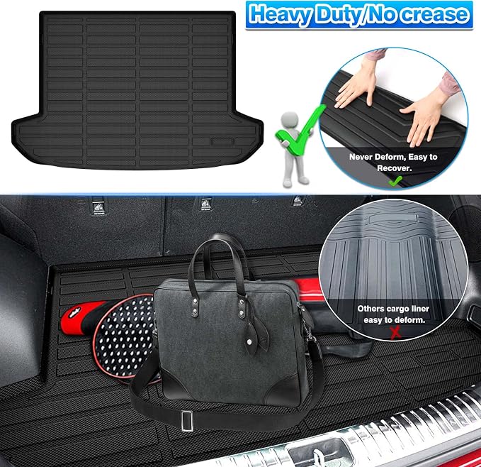 Cartist Custom Fit for Cargo Liner KIA Sportage 2017-2022 (Cargo Tray in Upper Deck Position) All Weather Trunk Mat Anti-Slip Rear Trunk Floor Mat Waterproof TPE