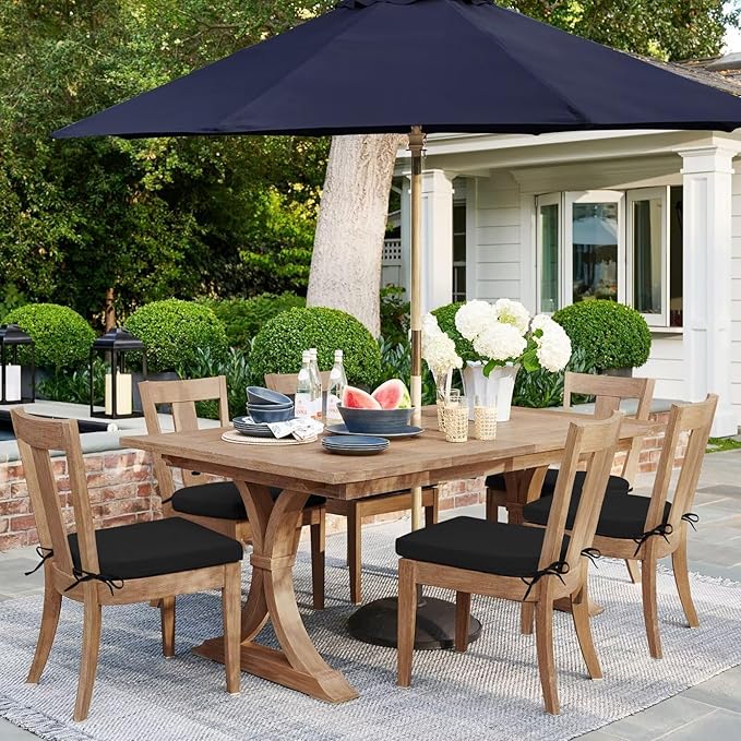 HARBOREST Outdoor Chair Cushions Set of 6, Water Resistant Patio Chair Cushions with Ties, Outdoor Seat Cushions for Patio Furniture, 17"x16"x2", Black