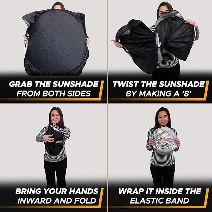 EcoNour Semi-Truck Sun Shade for Windshield (2 Ring) | 240T UV Protective Sunshade for Truck Windshield Maximum Coverage to Block UV/Sun Heat Rays