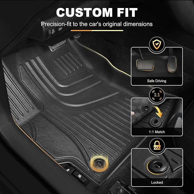 AOMSAZTO Car Floor Mats for Toyota Corolla Sedan 2020-2026,Heavy Duty TPE All Weather Automotive Floor Mats,1st & 2nd Row Full Set Rubber Floor Liners, Anti Skid Car Mats(not fit for Hatchback)-Black