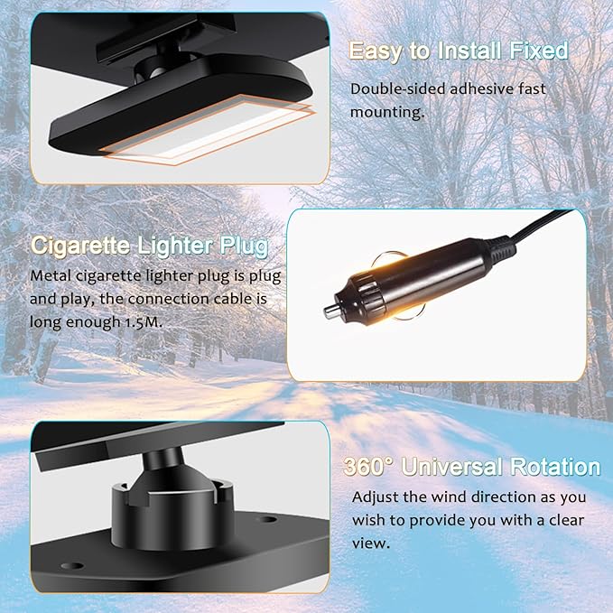 Nedittpy【2025 NEW】Portable Car Heater,2 in 1 Auto Fast Heating Defrost Defogger Cooling 12V Lighter Heater 60 Second Plug in Cig Lighter Demister,Car Fan Windshield Defroster (QH-501)