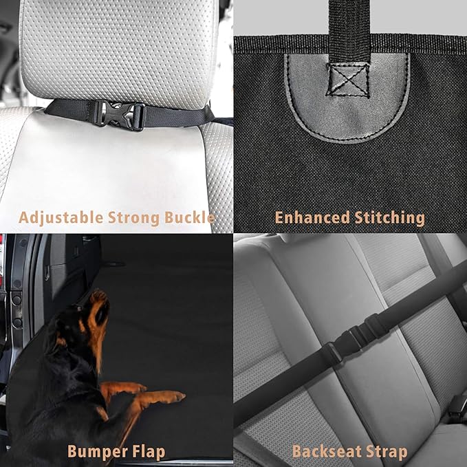 F-color SUV Cargo Liner for Dogs - Waterproof Pet Cargo Liner, Comfort Dog Cargo Cover with Bumper Flap Protector, Scratchproof for Large SUVs Sedans Trunks Vans, Black