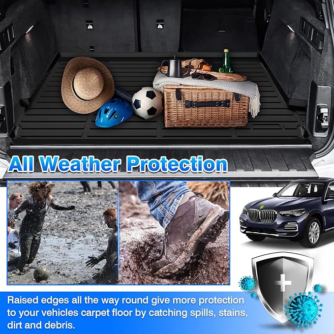 Cartist Cargo Liner Fits for BMW X5 (G05) 2019-2025 2026 (Only for 5 Seater), All Weather Trunk Mat for X5 Accessories Anti-Slip Heavy Duty