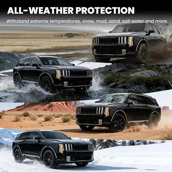 LASFIT Floor Mats for Kia Telluride 2027 (Only Fit Gas, Not Fit Hybrid), All Weather TPE Custom Fit Floor Liners 1st & 2nd & 3rd Row Car Mats Accessories, Black