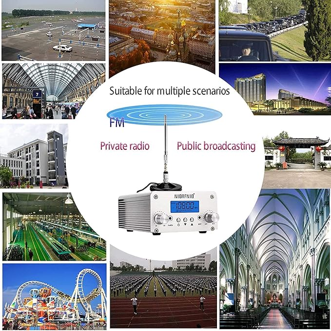 NIORFNIO 15W Fm Transmitter - Bluetooth Wireless Stereo Broadcasting Range 87-108mhz Transmitter, Used in Churches, Cars, Shopping Malls, Lecture Halls, Private Radio Stations