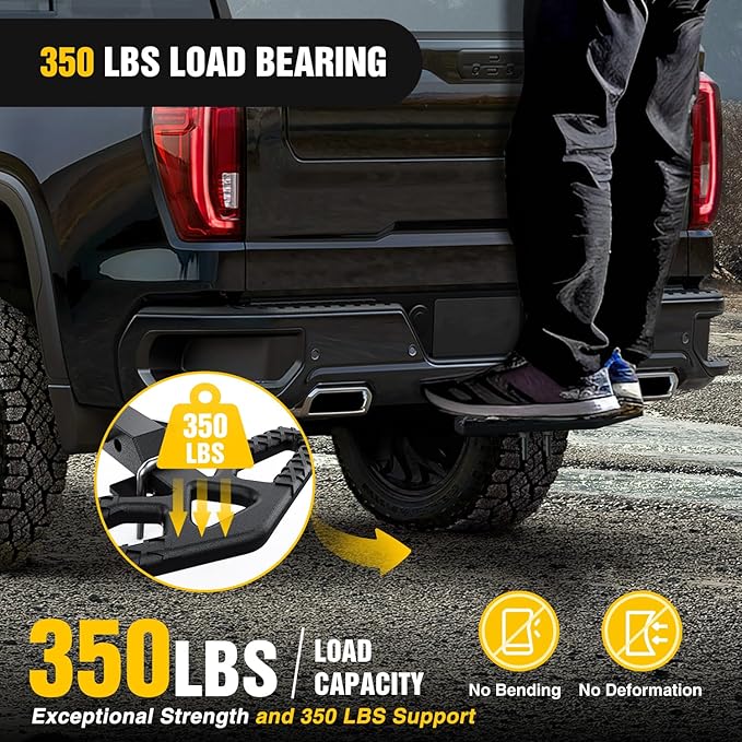 Nilight Tow Hitch Step for 2 Inch Receiver Heavy Duty Steel Universal Rear Bumper Guard Wide Non Slip Trailer Hitch Step Bar with Anti Rattle Stabilizer and 5/8 inch Pin Clip Fits Pickup Truck SUV Van