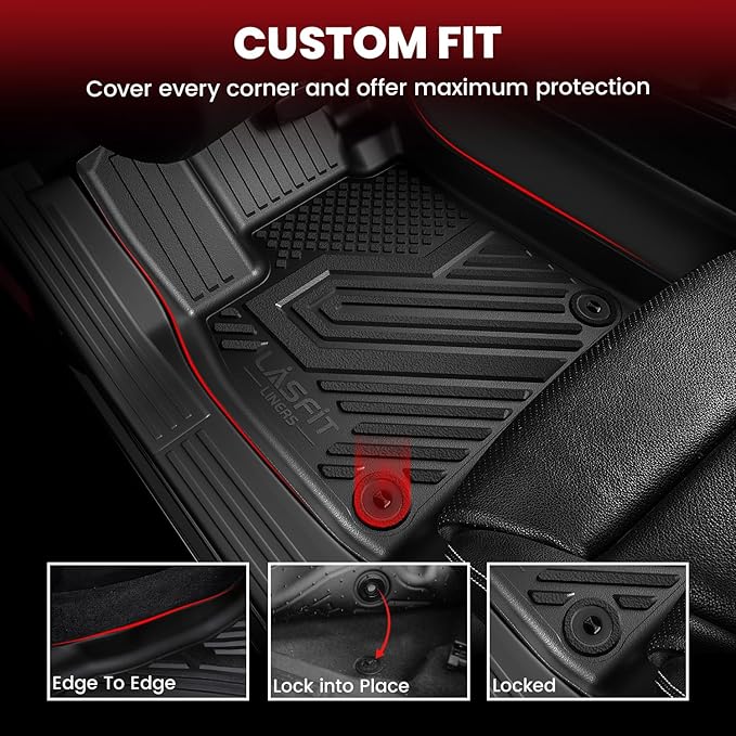 LASFIT Floor Mats & Cargo Liner with Backrest Mat for Chevy Traverse 2024-2026 (Only 7 Seats) & GMC Acadia 2024-2026 (Only 7 Seats) & Buick Enclave 2025-2026, All Weather TPE Custom Fit Floor Liners