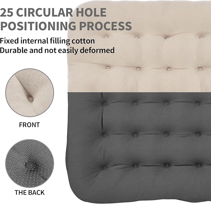 BUYUE Good Support Office Chair Cushion Padded, Soft Velvet Comfortable Non-Slip Seat Cushion for Computer Desk Kitchen Chair (1 Count, Beige)