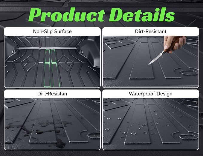 Cargo Trunk Mat with Backrest Mats for Kia Telluride 2020-2025(7/8 Seat),All Weather Protection TPE Heavy Duty Cargo Liner Telluride Accessories,Black