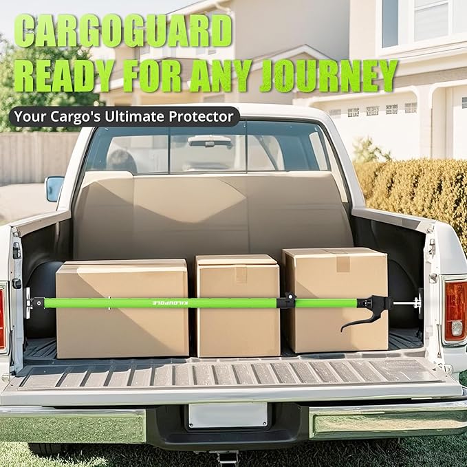 KILOUPOLE Adjustable Cargo Bar, 40" to 79" Non-Slip Truck Bed Divider, Cargo Bar for Pickup Truck Bed Cargo Bars for SUVs, Trailers, Vans, Comes with 2 Cargo Bars, 2 Dividers, 1 Cargo Net