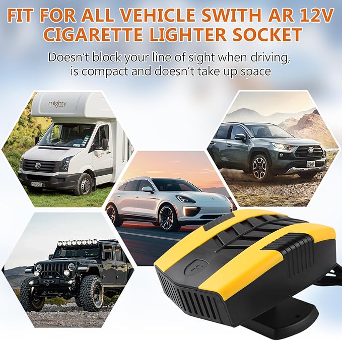 2026 New Upgraded Portable Car Heater, 12V Portable Fast Heating & Cooling Fan, 2-in-1 Auto Windshield Defroster, That Plugs into Cigarette Lighter, 360° Rotary Portable Car Heaters